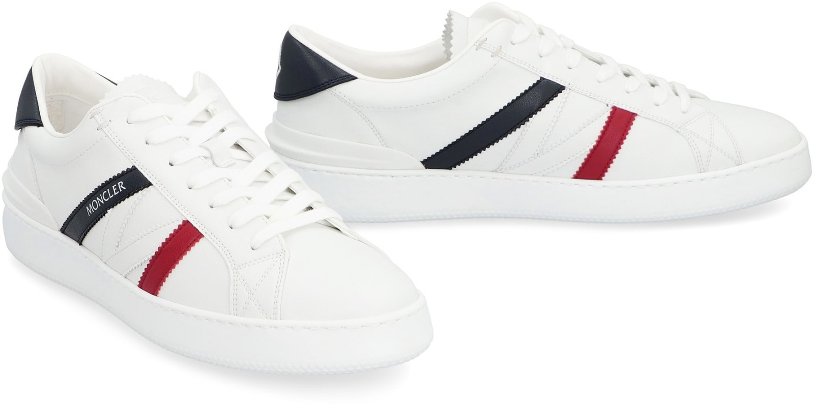Shop Moncler Monaco Faux Leather Sneakers In White