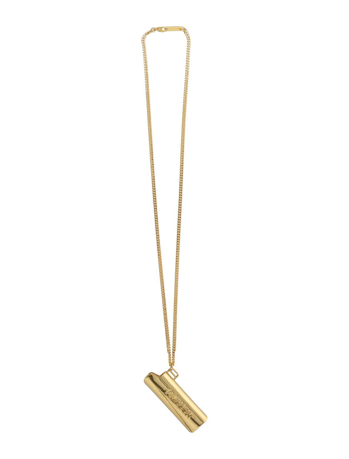 Shop Ambush Logo Embossed Lighter Case Necklace In Golden