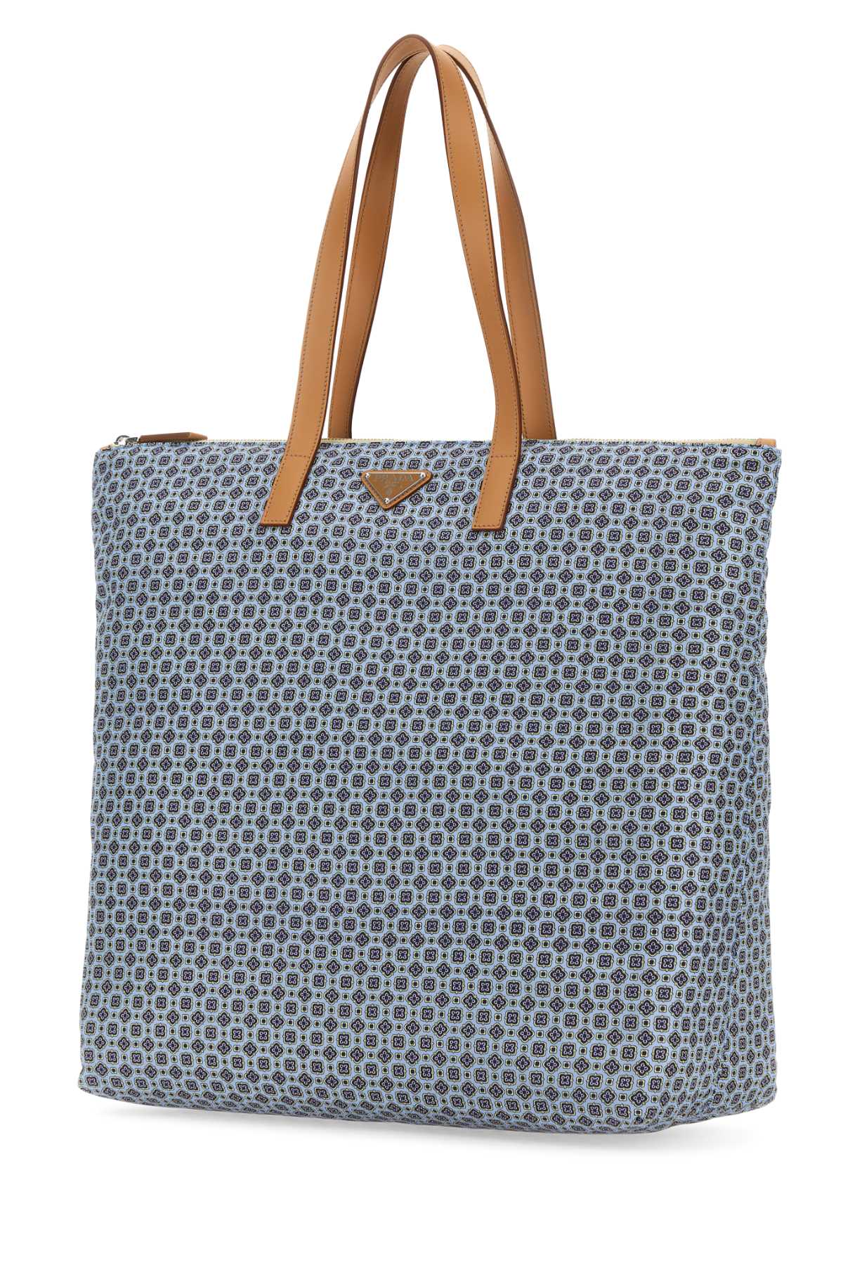 Prada Printed Two-tone Re-nylon Tote Bag In Astralenatural