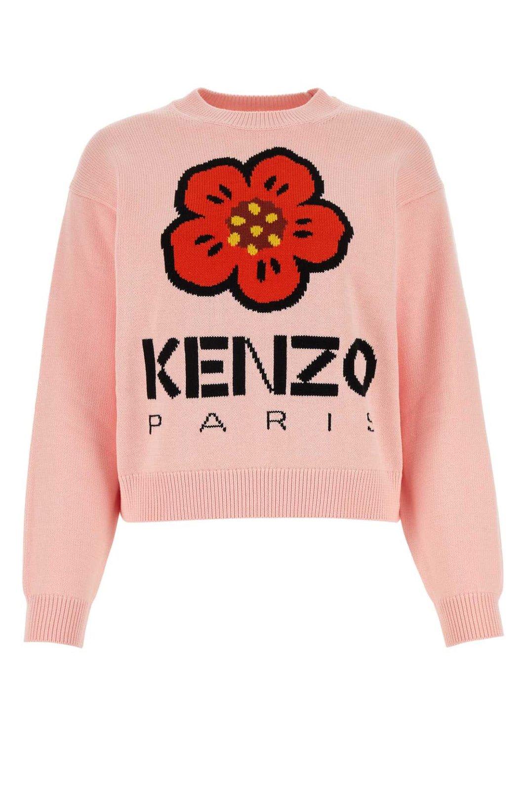 Shop Kenzo Boke Flower Intarsia-knit Jumper In Pink