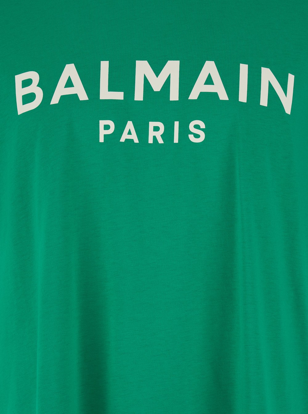 Balmain Green Crewneck T-shirt With Logo Lettering Print On The Front In Cotton Man