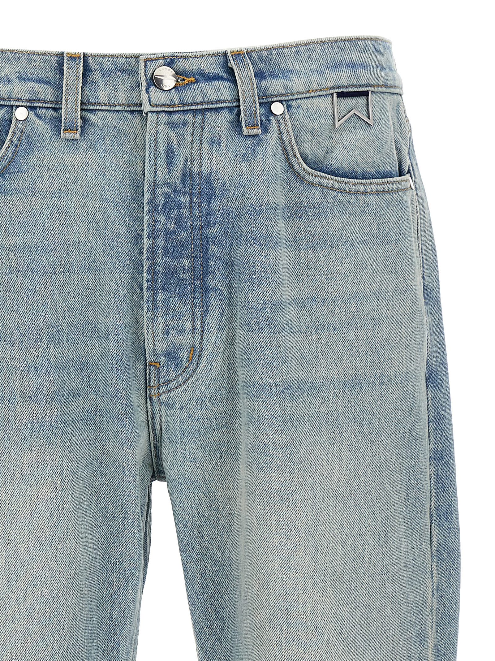 Rhude '90s High-waisted Faded Wash Denim Trousers In Blue