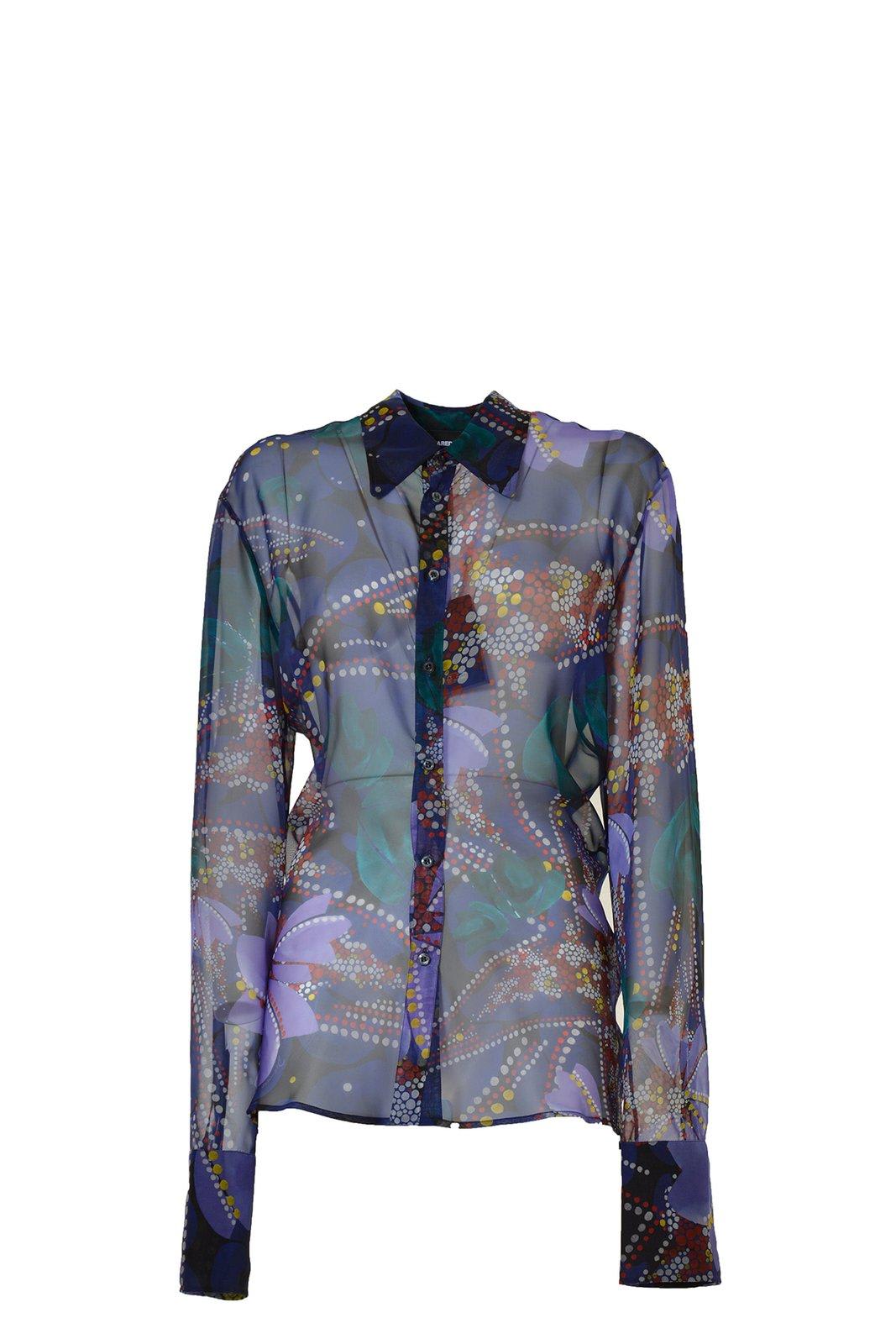Dsquared2 Floral Printed Semi-sheer Buttoned Shirt