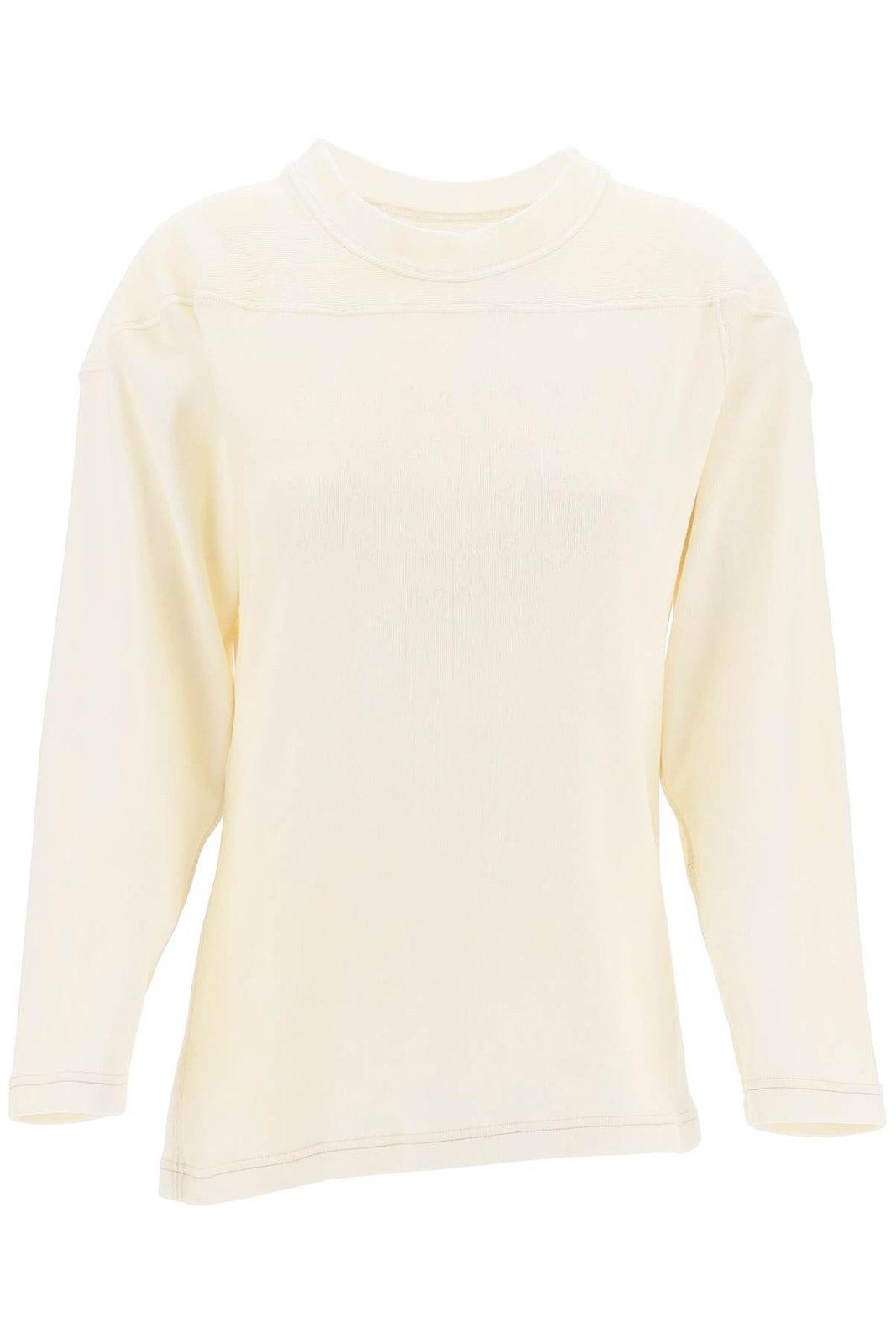 Maison Margiela Long-sleeved Crewneck Sweatshirt In Off White