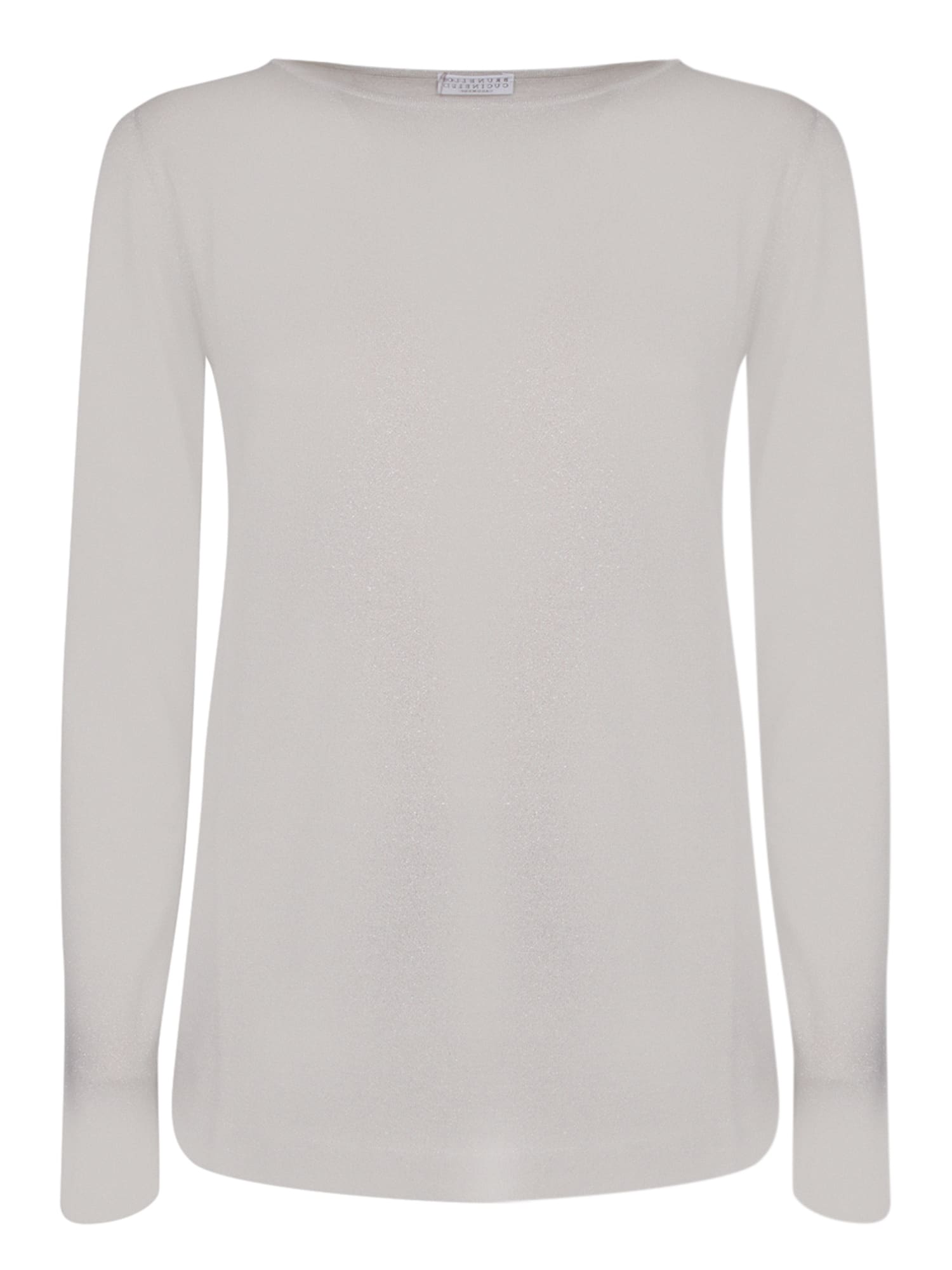 Shop Brunello Cucinelli Cashmere And Silk Lurex Pearl Sweater In White