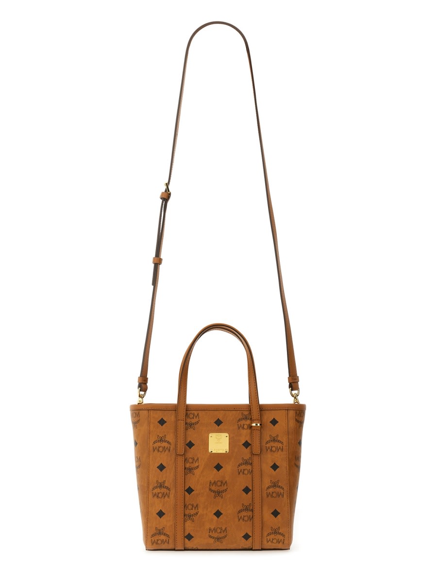 Mcm Structured Brown Tote Bag With Versatile Carry Options In Neutral