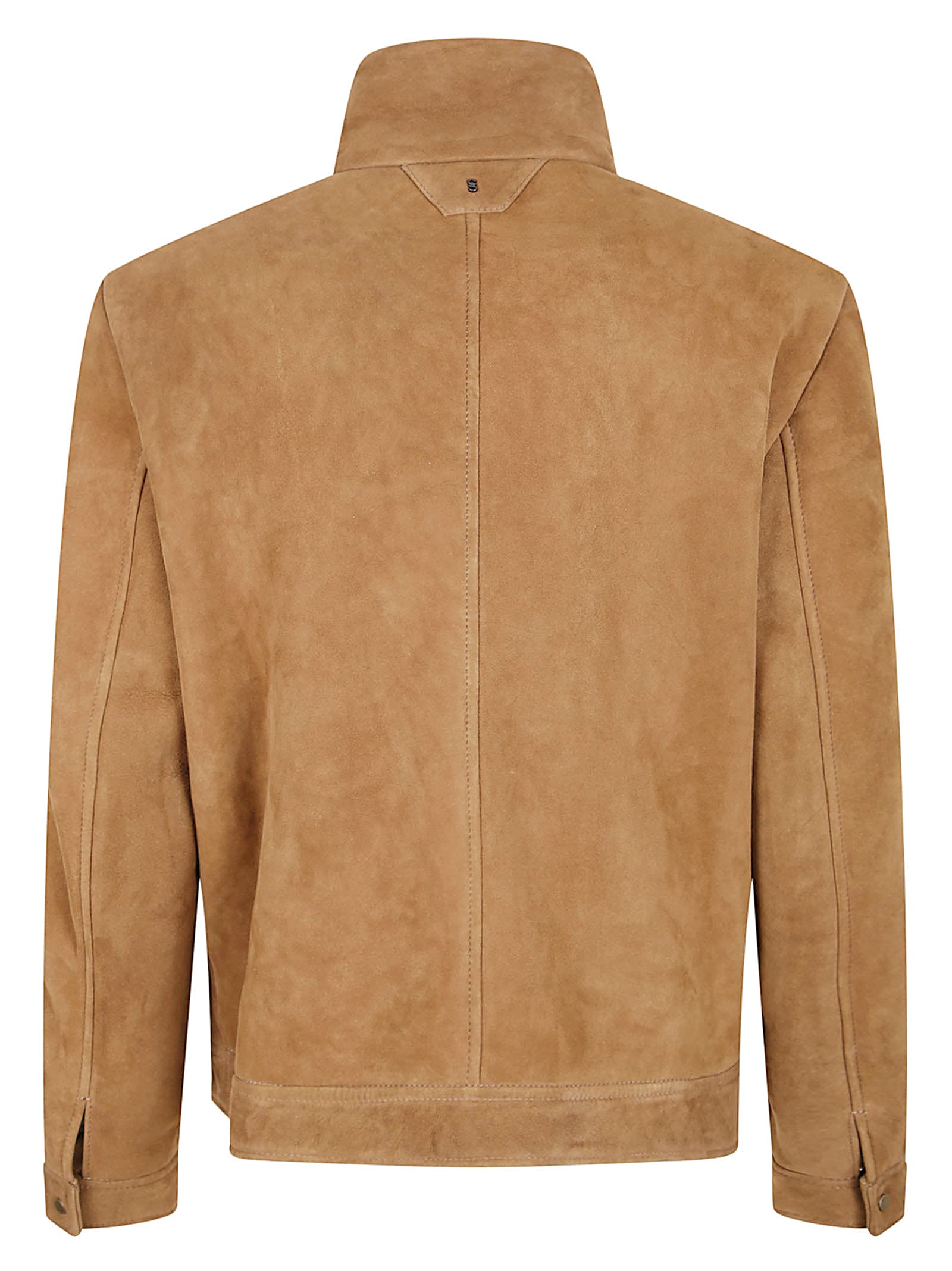 Salvatore Santoro Brown Suede Jacket With Plush Shearling Lining And Front Zip Closure In Brown