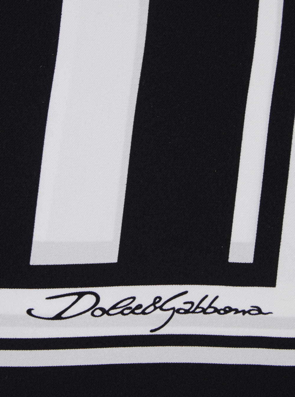 Dolce & Gabbana Black And White Square Scarf With Logo Lettering On The Front And All-over Striped Motif In Silk Man In White/black