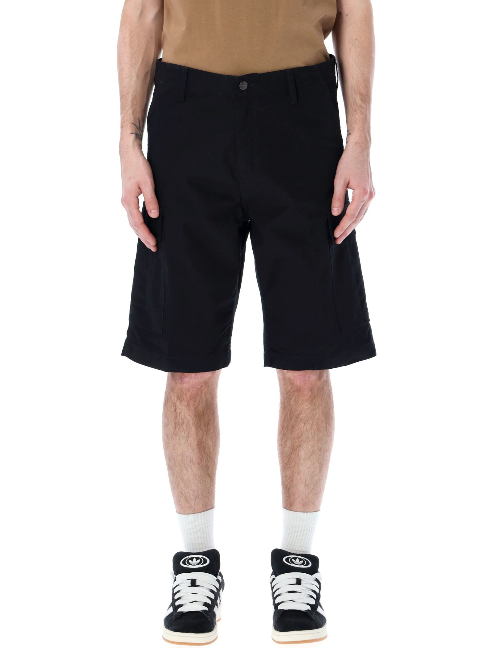 Carhartt Cotton Shorts With Patch Pockets In Black