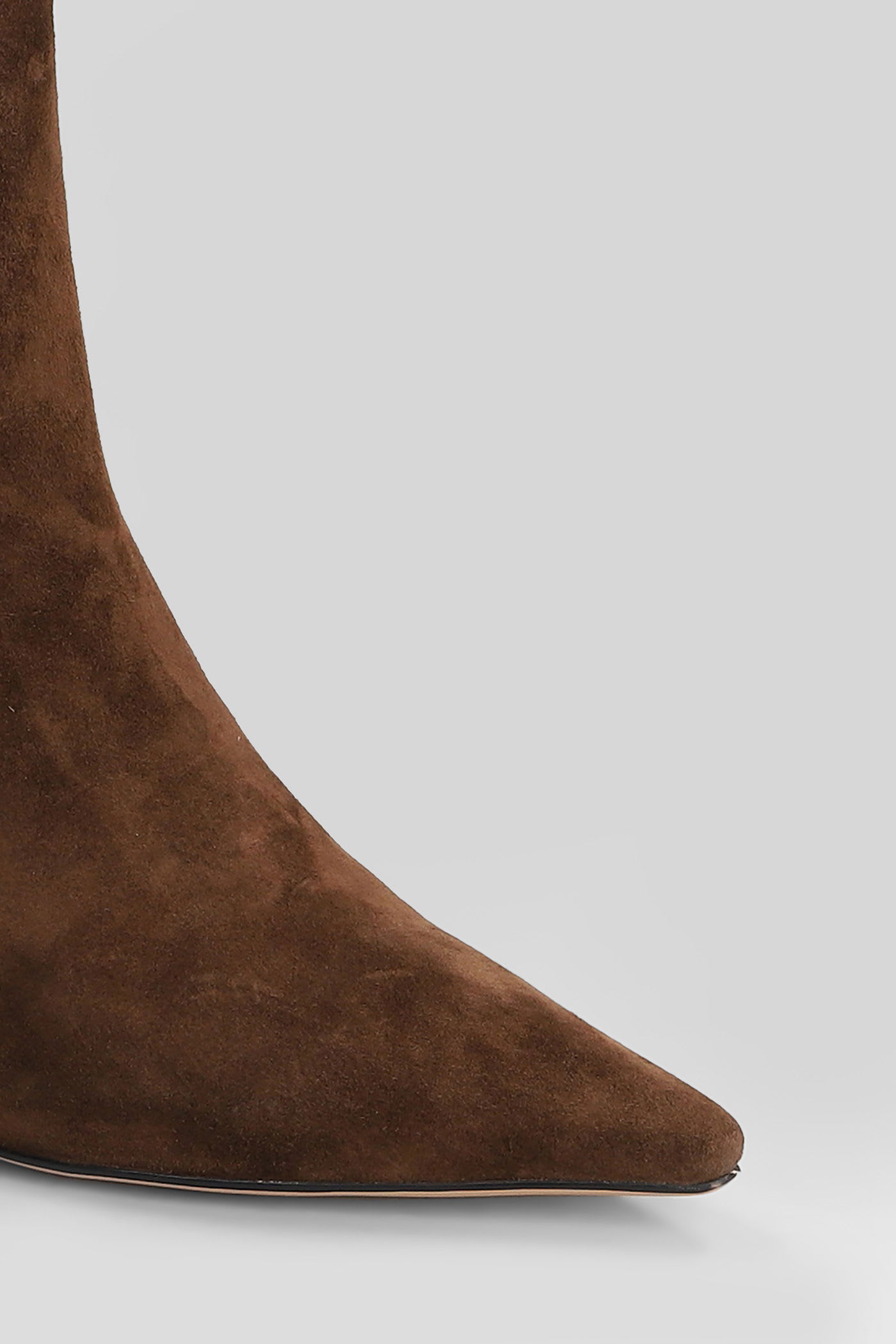 Lola Cruz High Heels Ankle Boots In Brown Suede In Brown