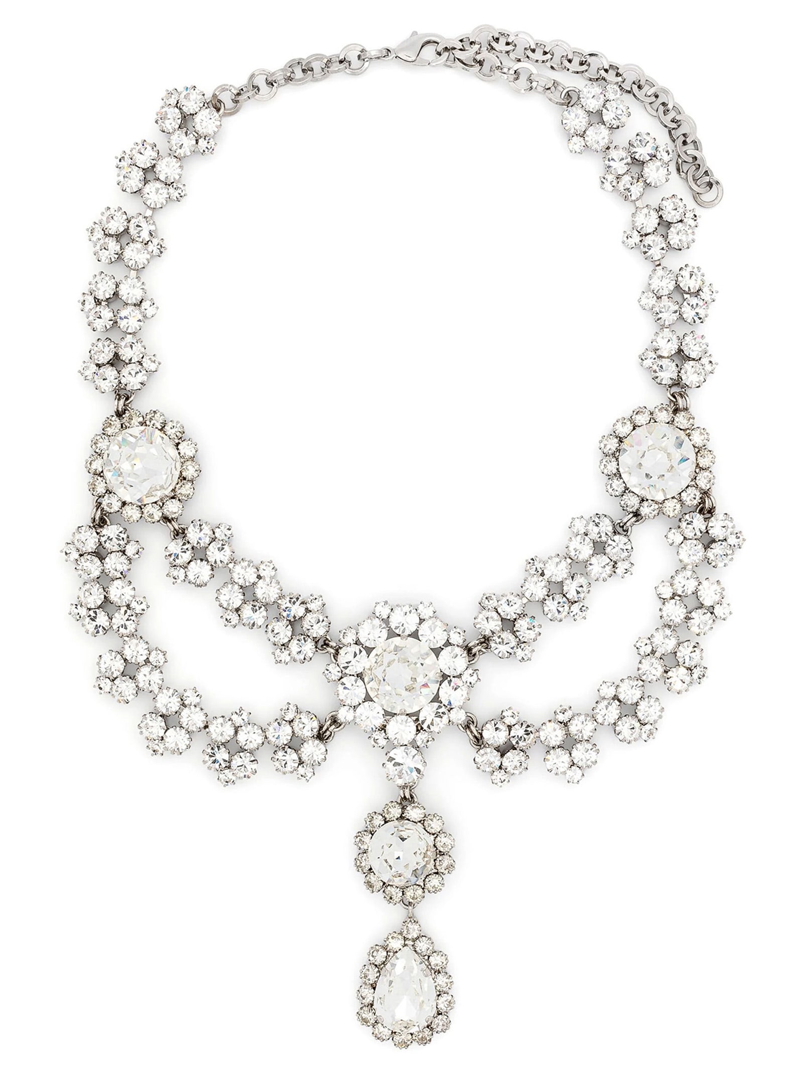 Shop Alessandra Rich Crystal Necklace In Silver