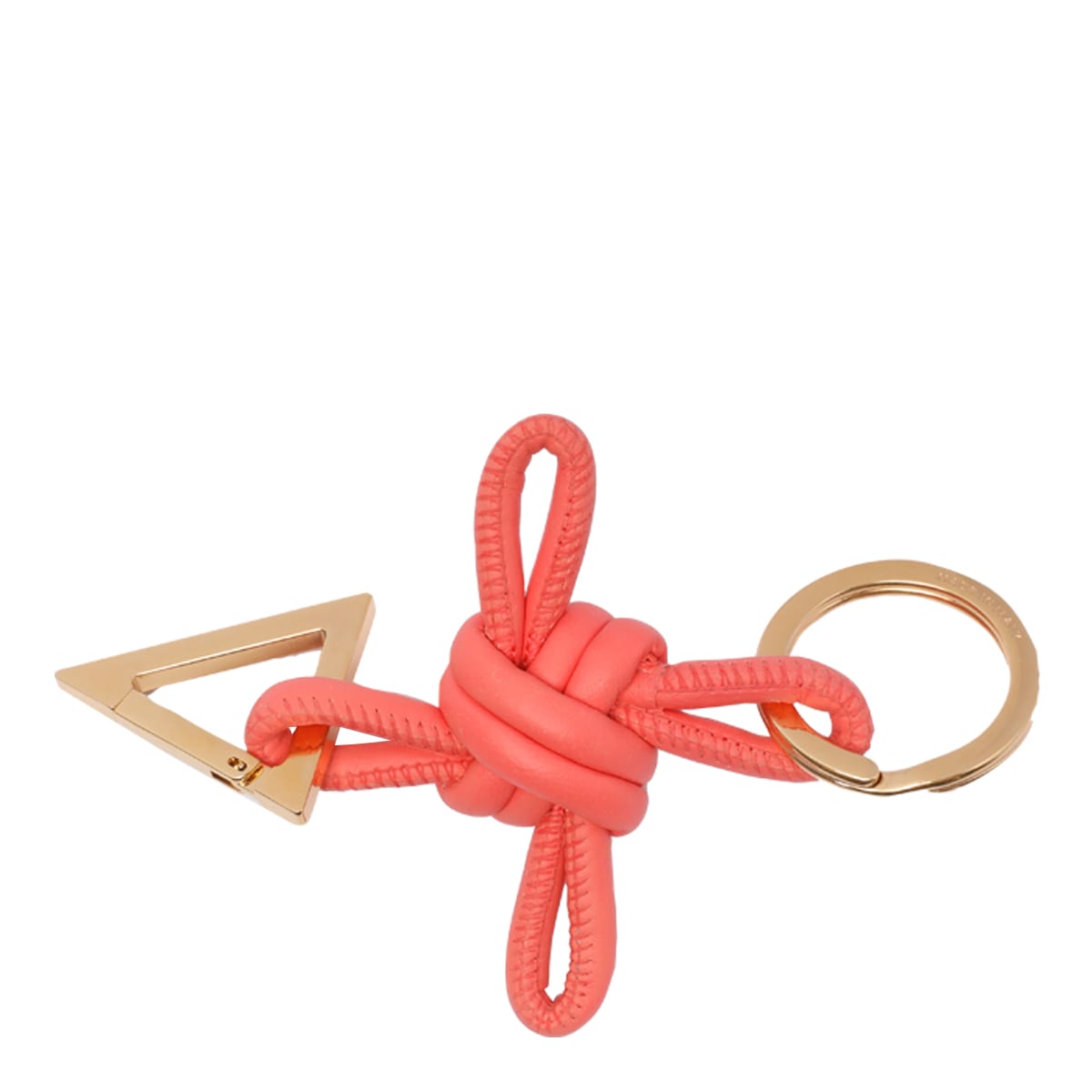 Shop Bottega Veneta Triangle Square Double Knot Key Ring In Orange