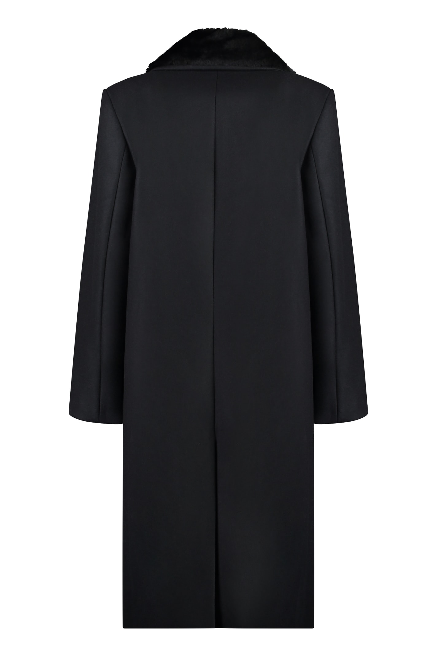 Shop Totême Wool Long Coat In Black