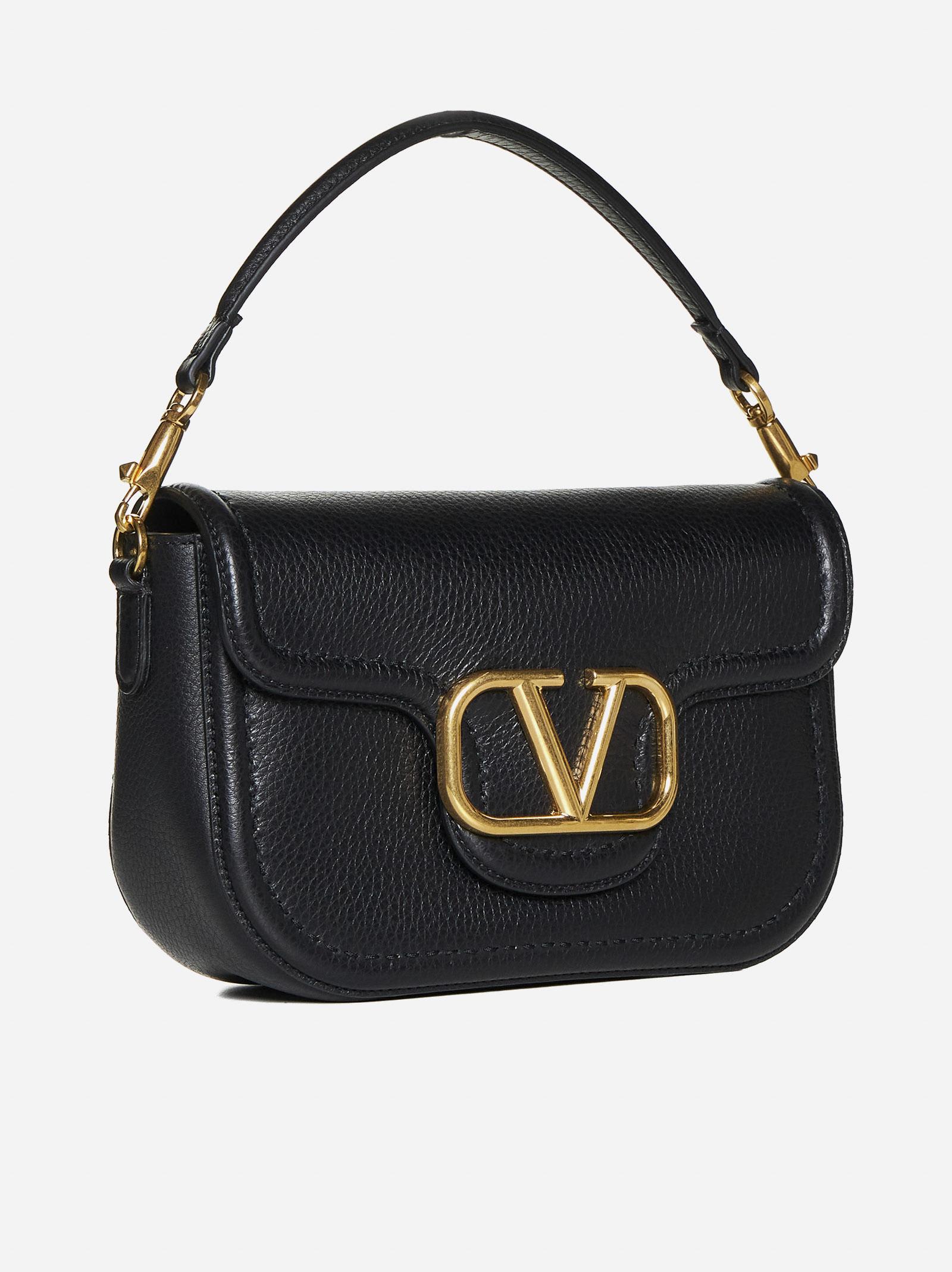 Shop Valentino Vlogo Signature Leather Bag In Black