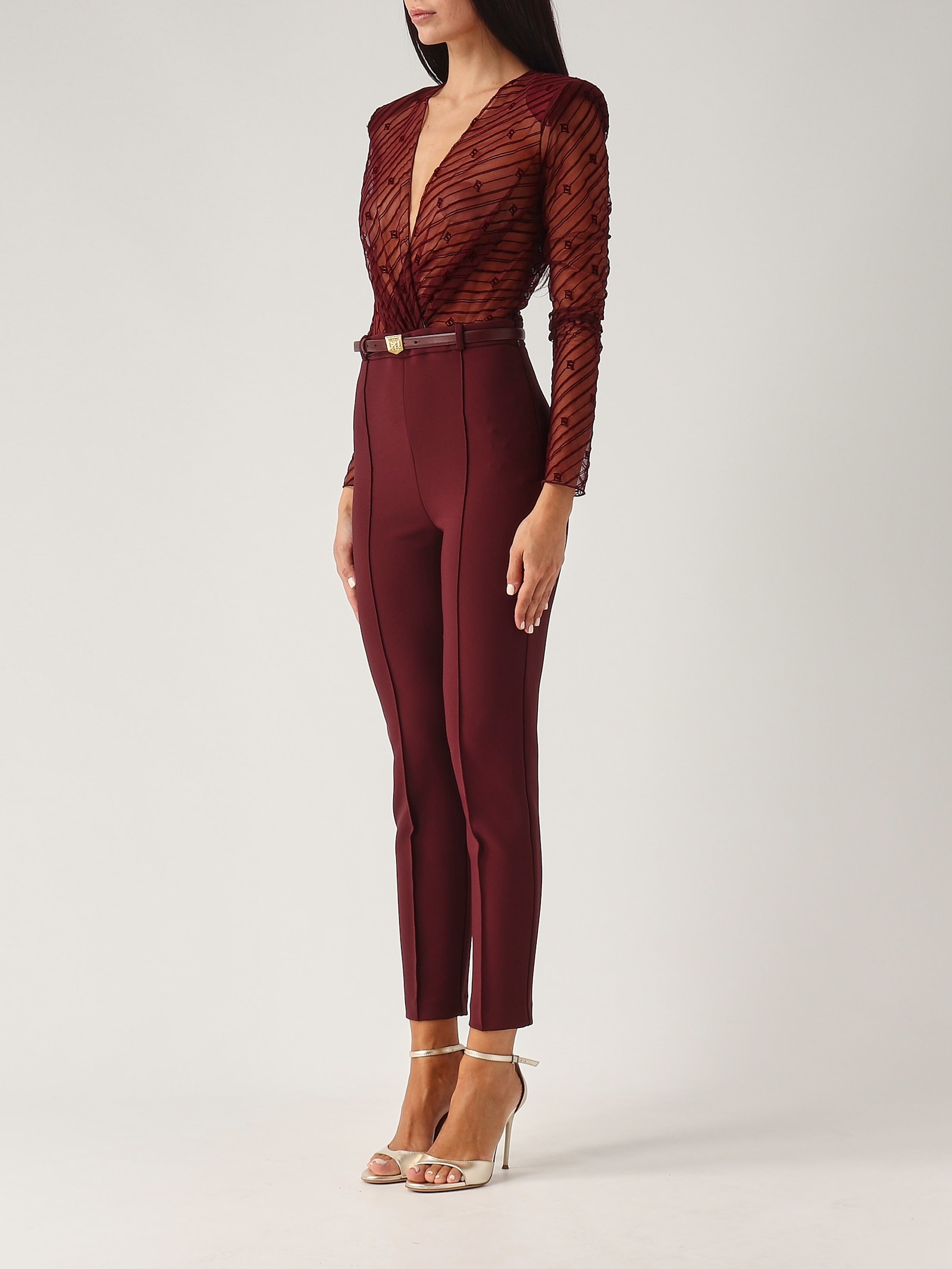 Shop Elisabetta Franchi Poliester Jump Suit In Vinaccia