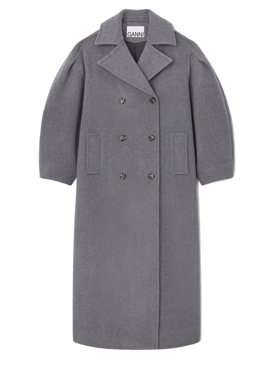 Ganni Button Front Oversized Peacoat