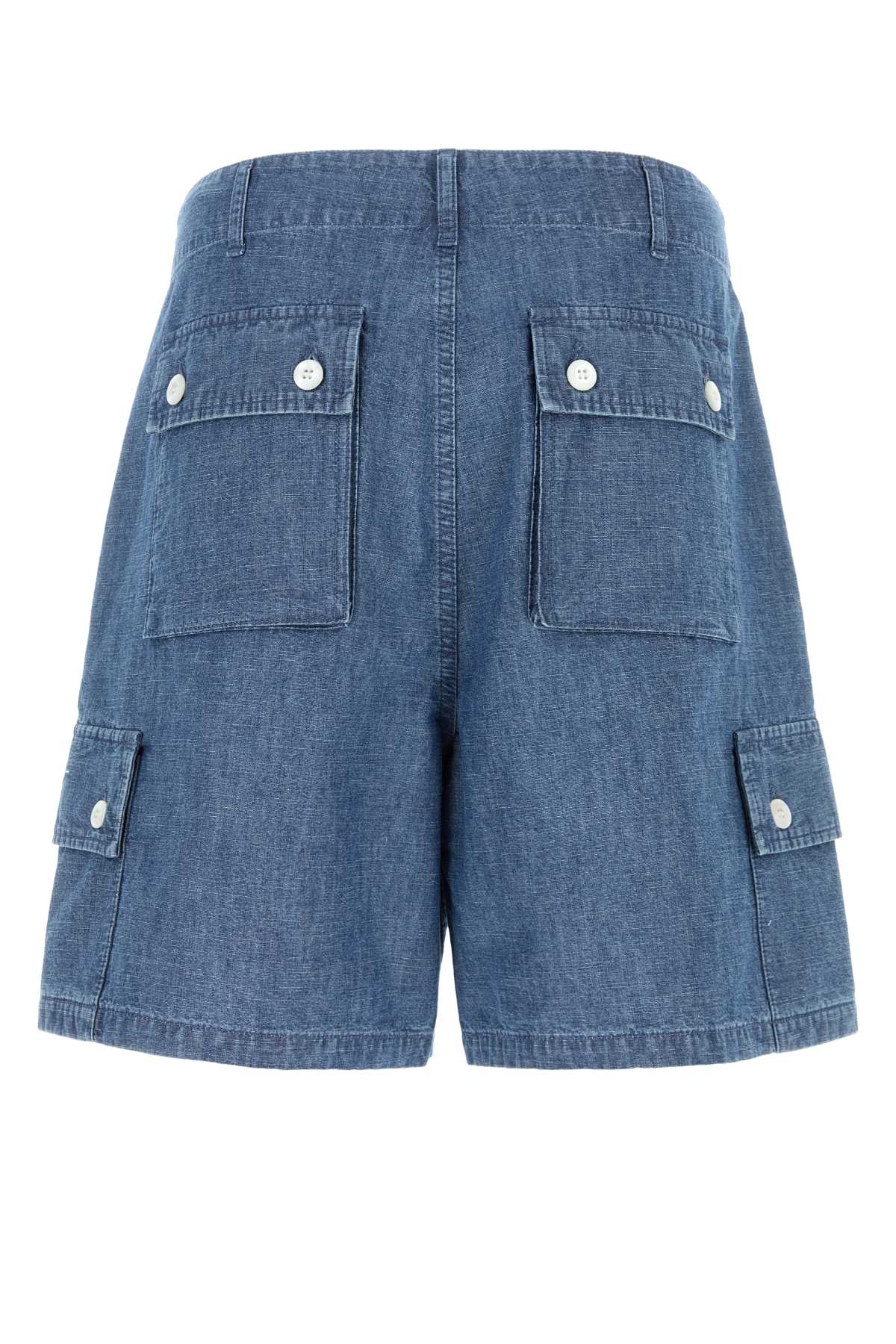 Givenchy Denim Bermuda Shorts With Pockets And Loops In Denimblue