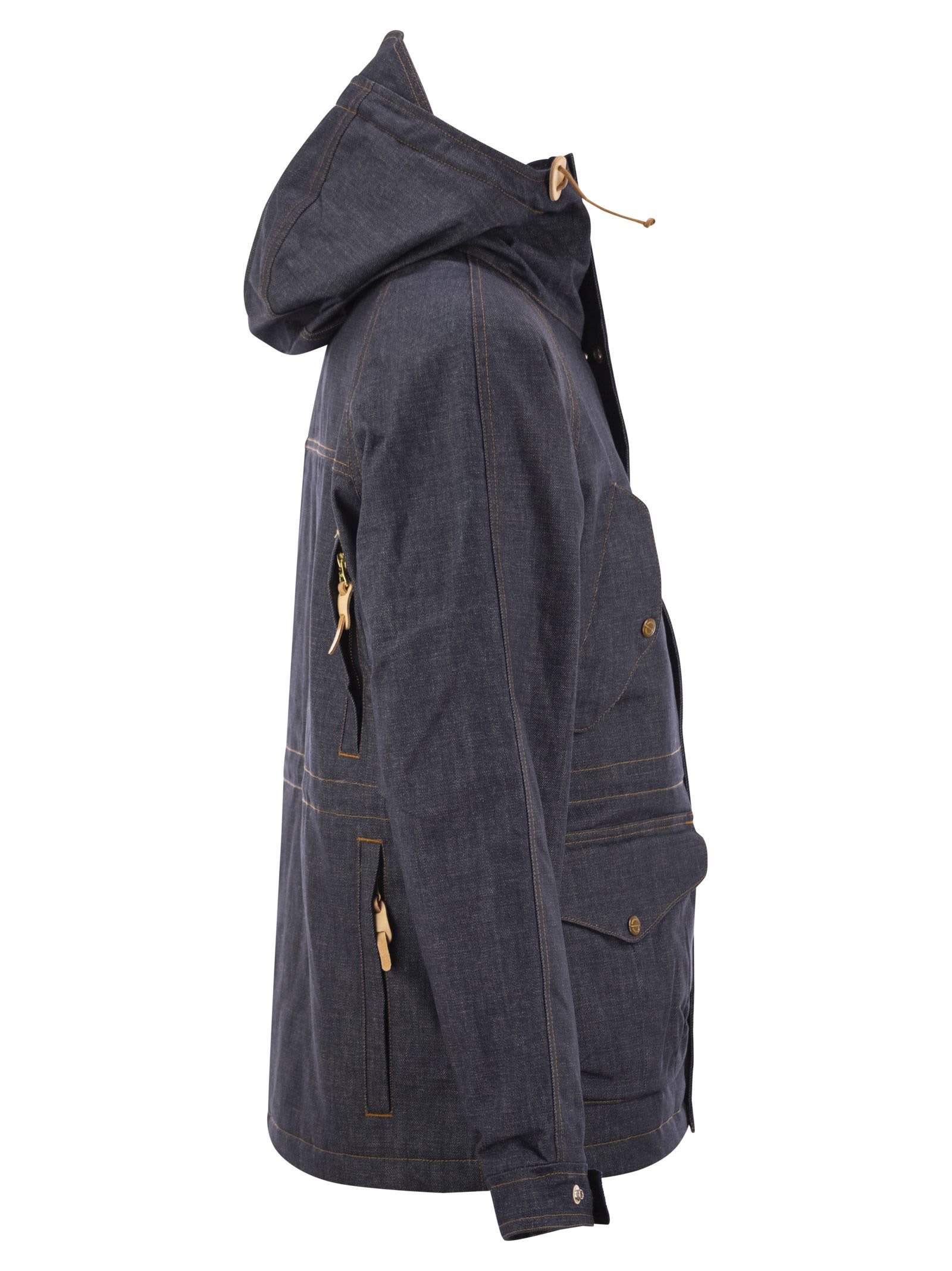 Shop Manifattura Ceccarelli New Fisherman Denim - Hooded Parka In Denim Fabric