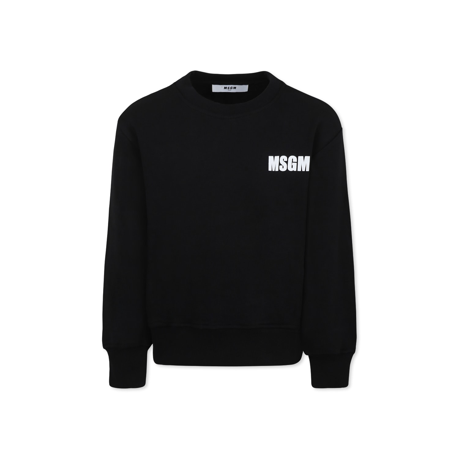 Shop Msgm Black Sweatshirt For Kids With Logo