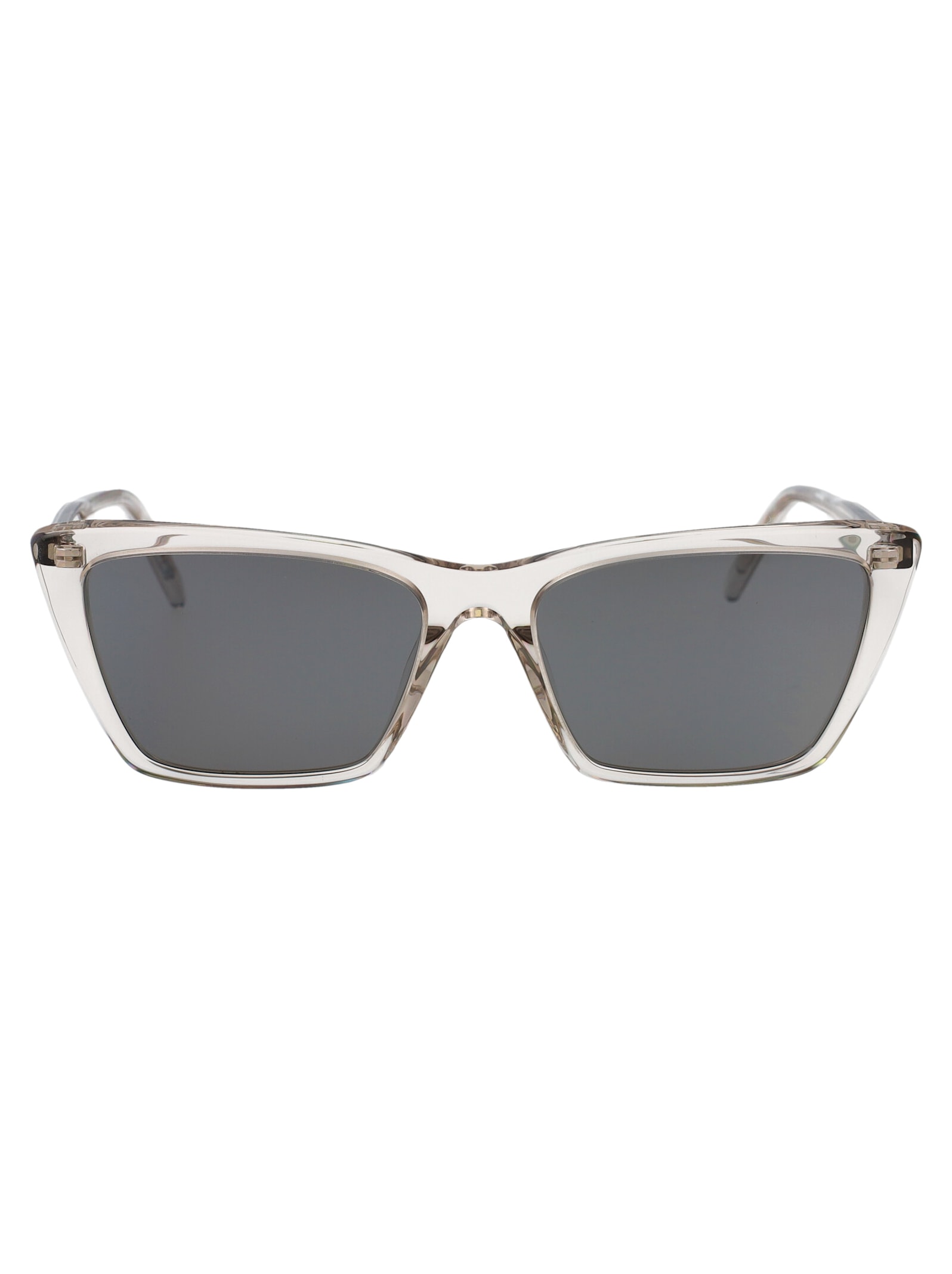 Saint Laurent Sl 737 Mica Thin Sunglasses In Beige-beige-silver
