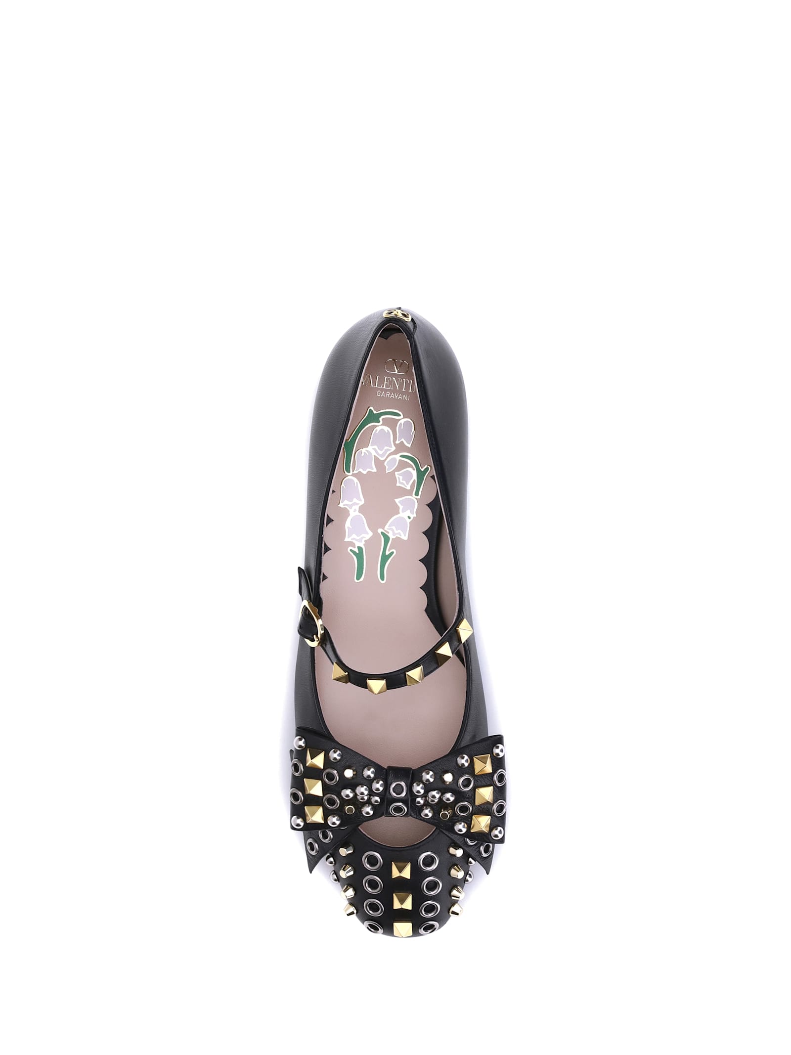 Valentino Garavani Mary-jane Bowow Ballerina In Kidskin With Studs Woman Black 35