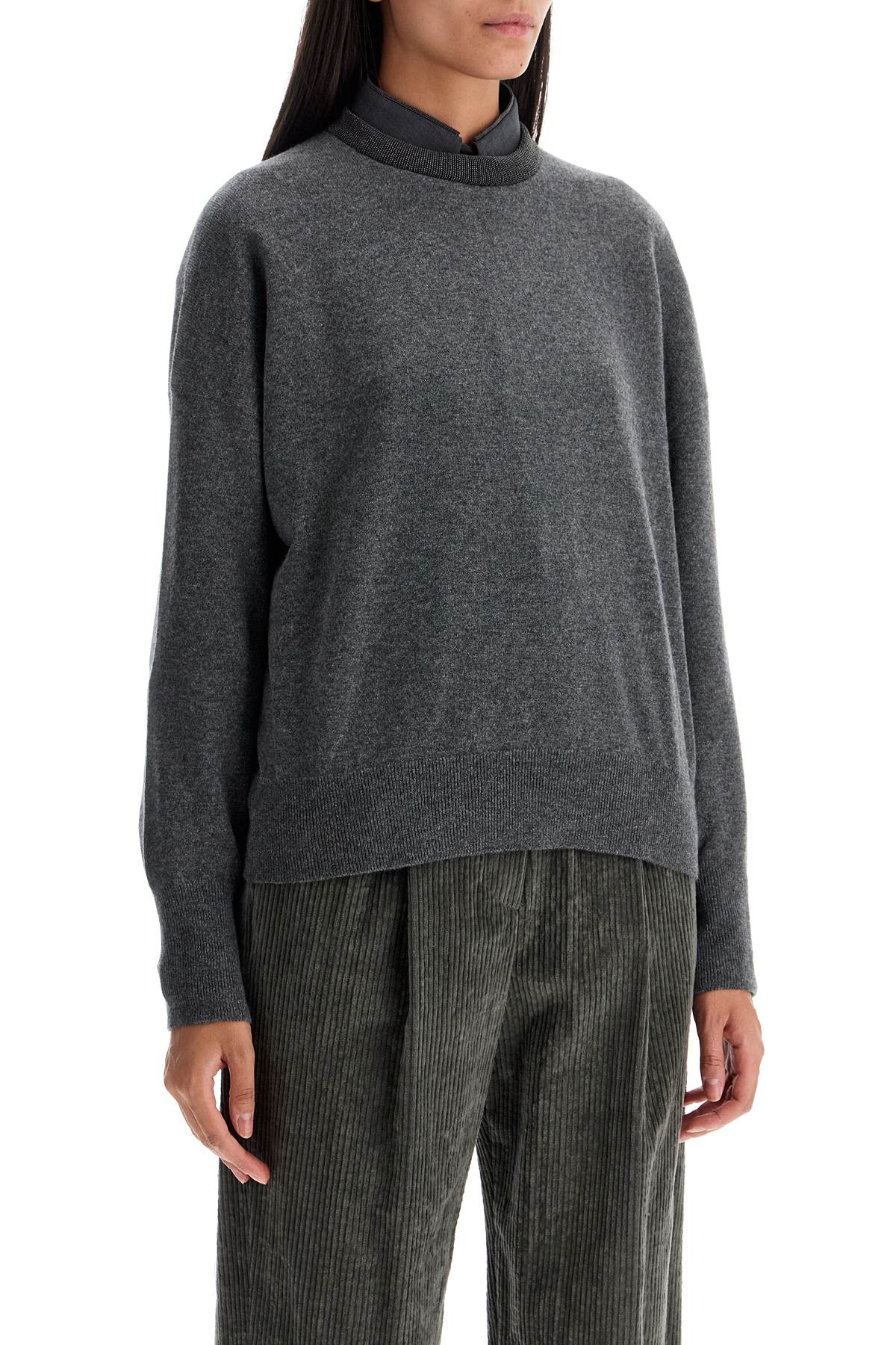 Shop Brunello Cucinelli Pullover With Precious Rib In Piombo (grey)