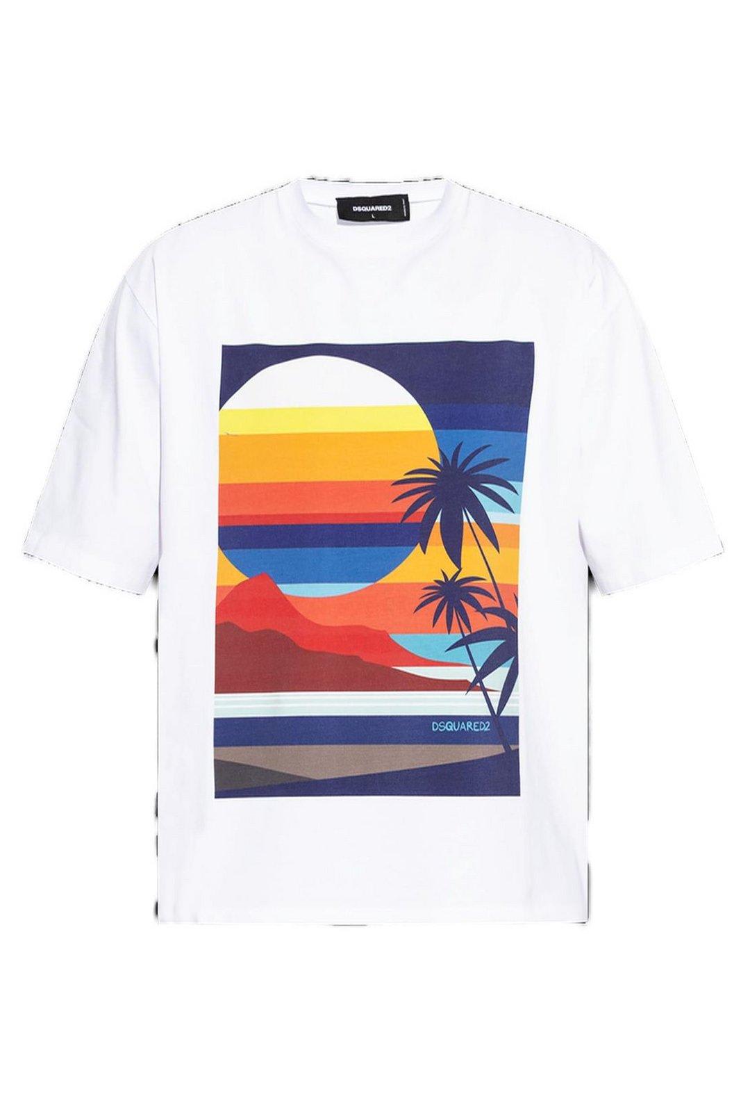 Summer Lovers Loose Fit Sunset T-shirt Dsquared2