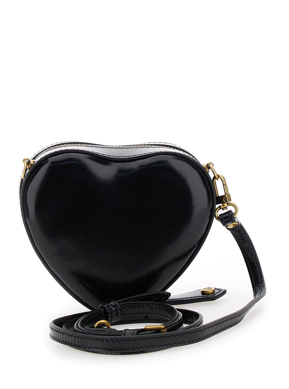 Shop Vivienne Westwood Mini Heart Black Crossbody Bag With Orb Detail In Leather Woman