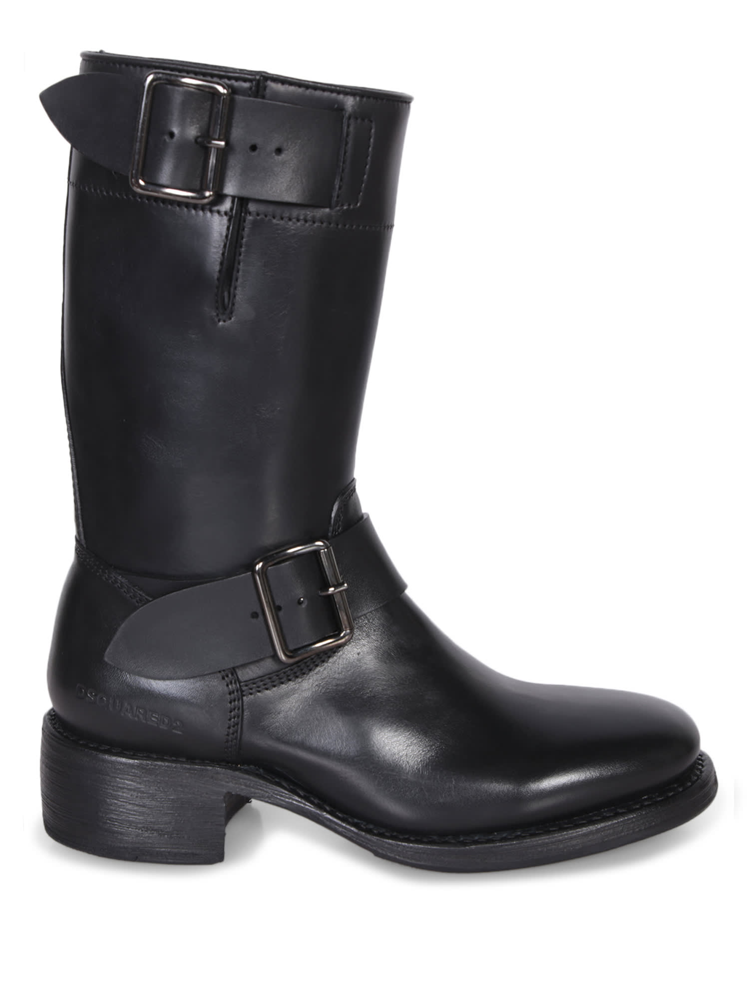 Shop Dsquared2 Biker Leather Black Boots