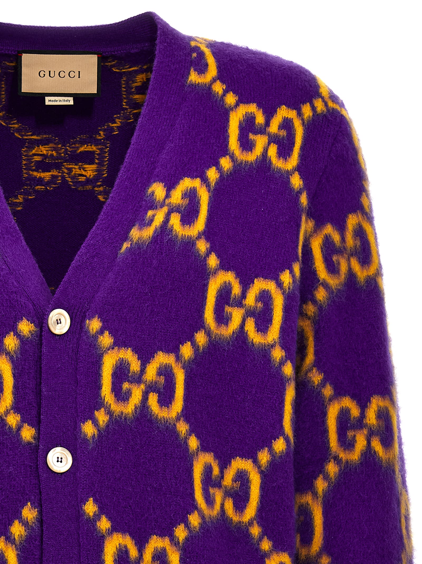 Shop Gucci Logo Cardigan In Purple