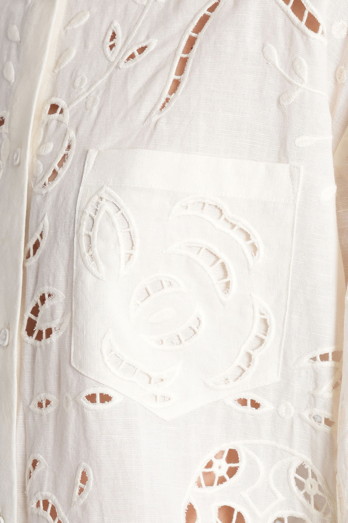 Alice And Olivia Finely Eyelet Oversized Button-front Shirt In White