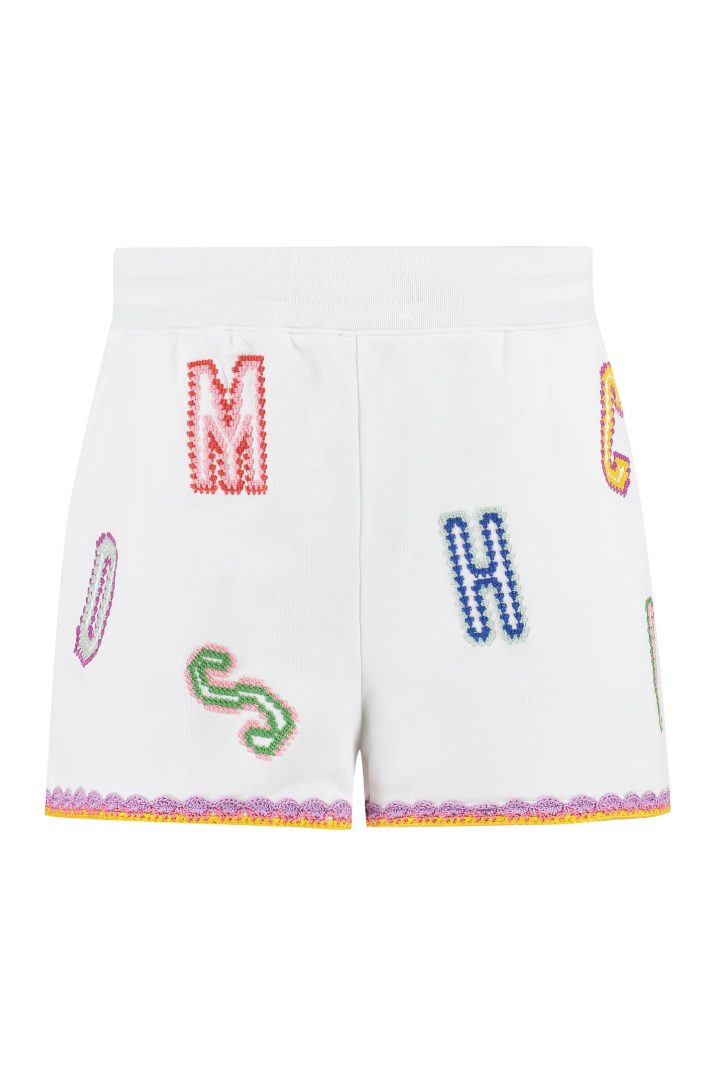 Shop Moschino Embroidered Sweatshorts In White