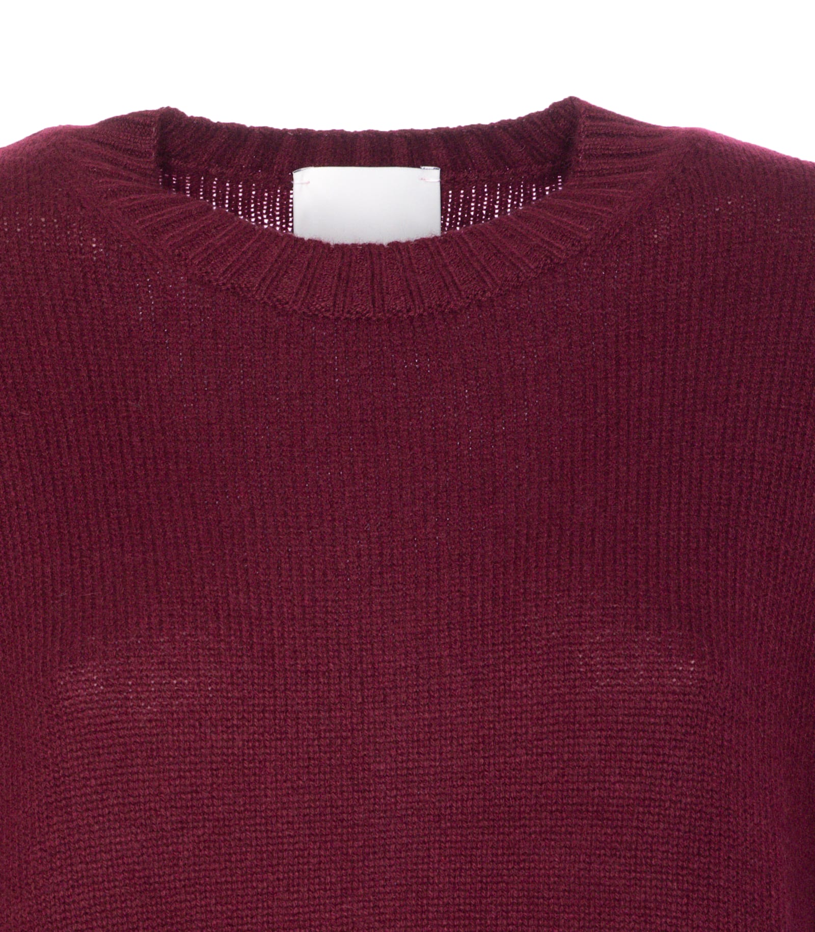 Allude Crew-neck Ribbed-knit Sweater In Burgundy