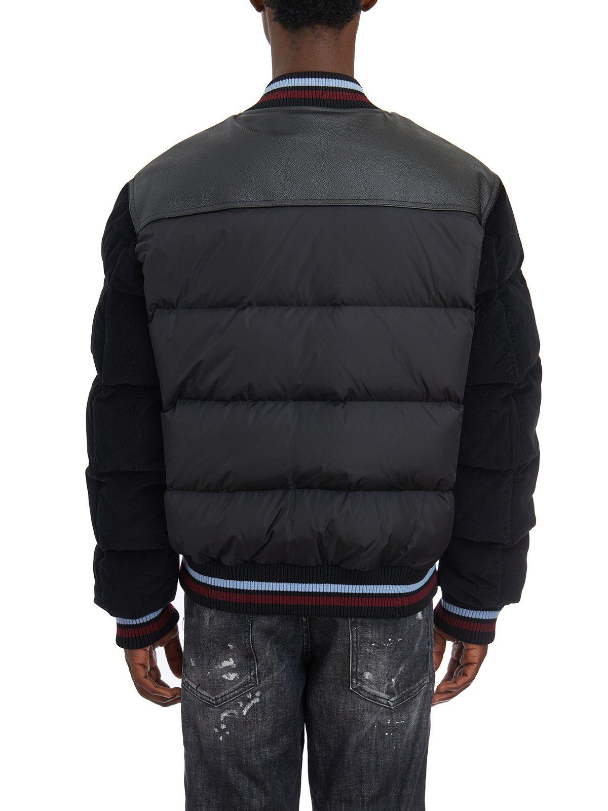 Shop Dsquared2 Mixed Puffer Bomber Jacket In Black