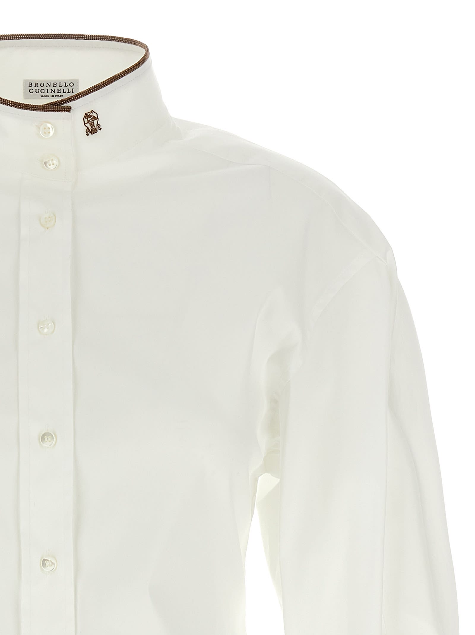 Brunello Cucinelli Shiny Collar Detail Shirt In White