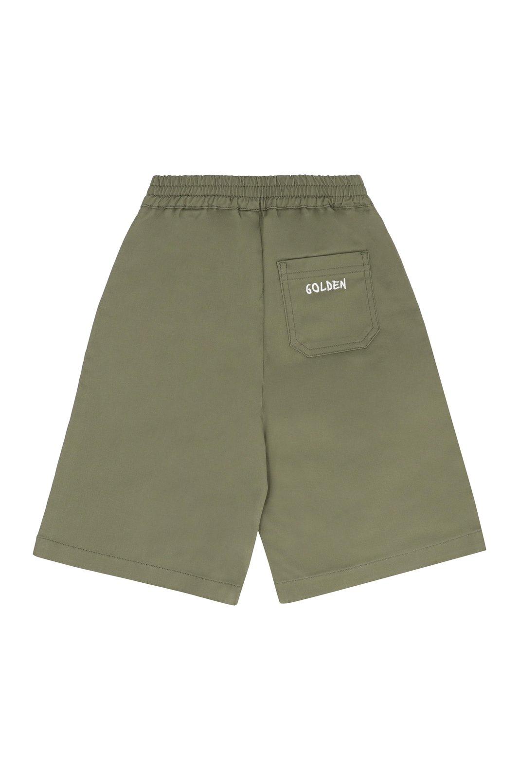Shop Golden Goose Logo Embroidered Shorts In Ivy Green
