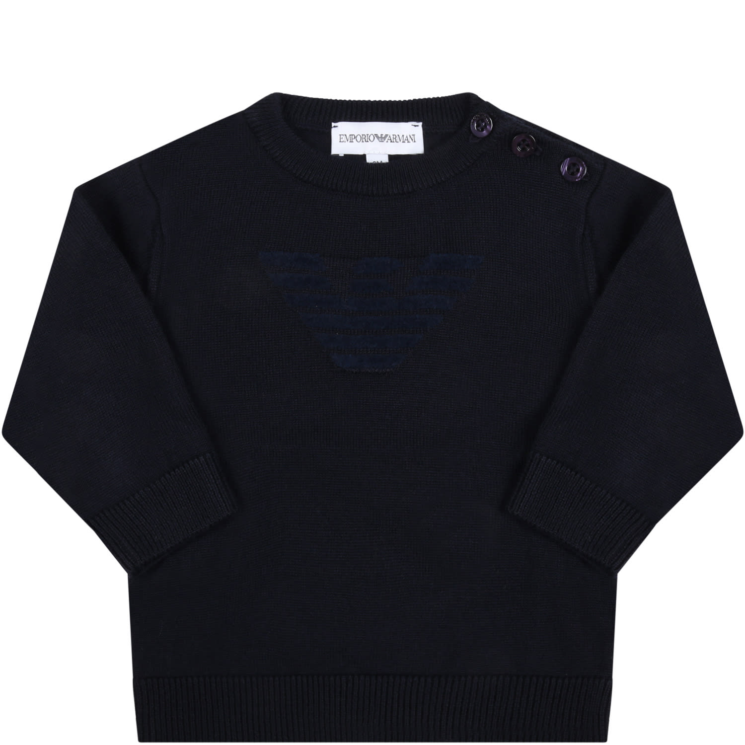 Armani Collezioni Blue Sweater For Baby Boy With Eagle