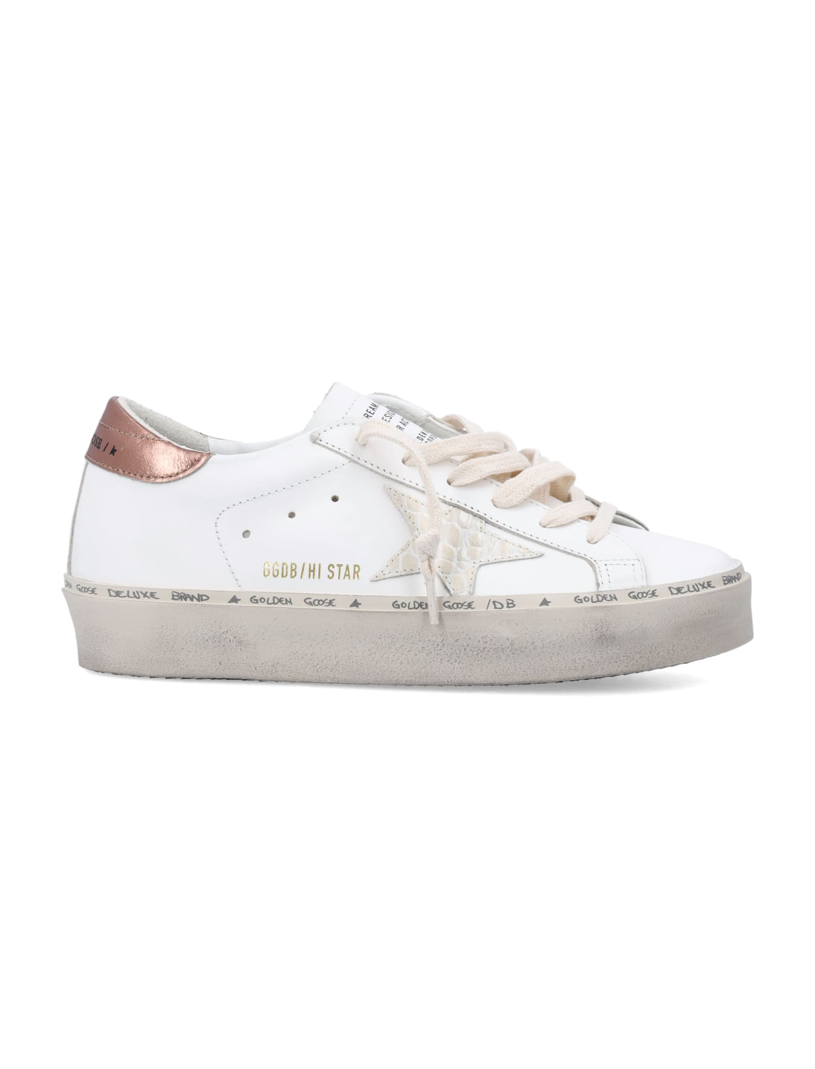 Shop Golden Goose Hi Star Sneakers In White Bronze