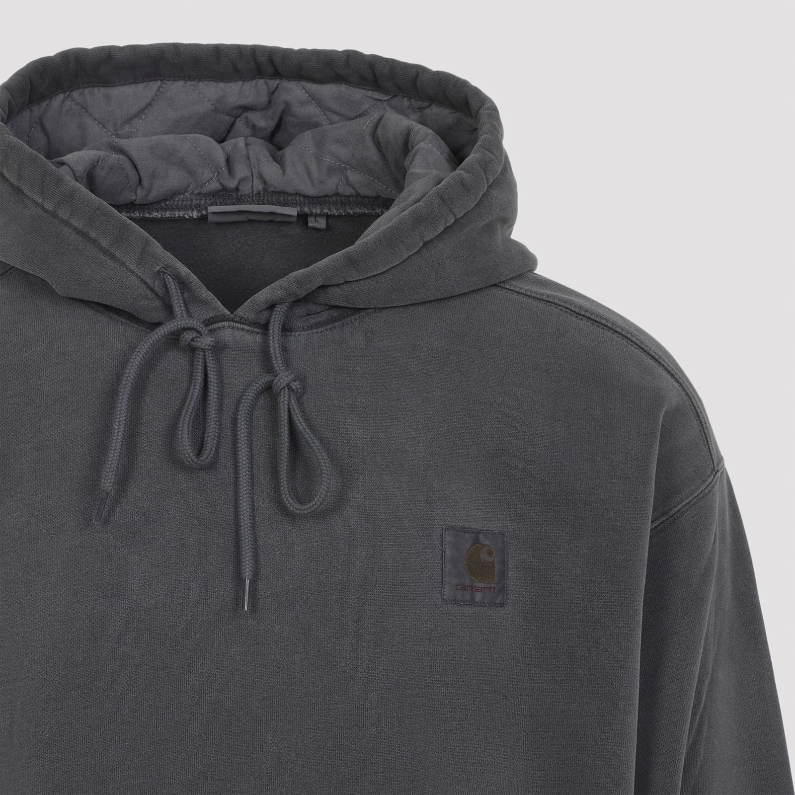 Carhartt Hooded Cotton Vista Sweater With Tonal Details And Logo Patch In Gray