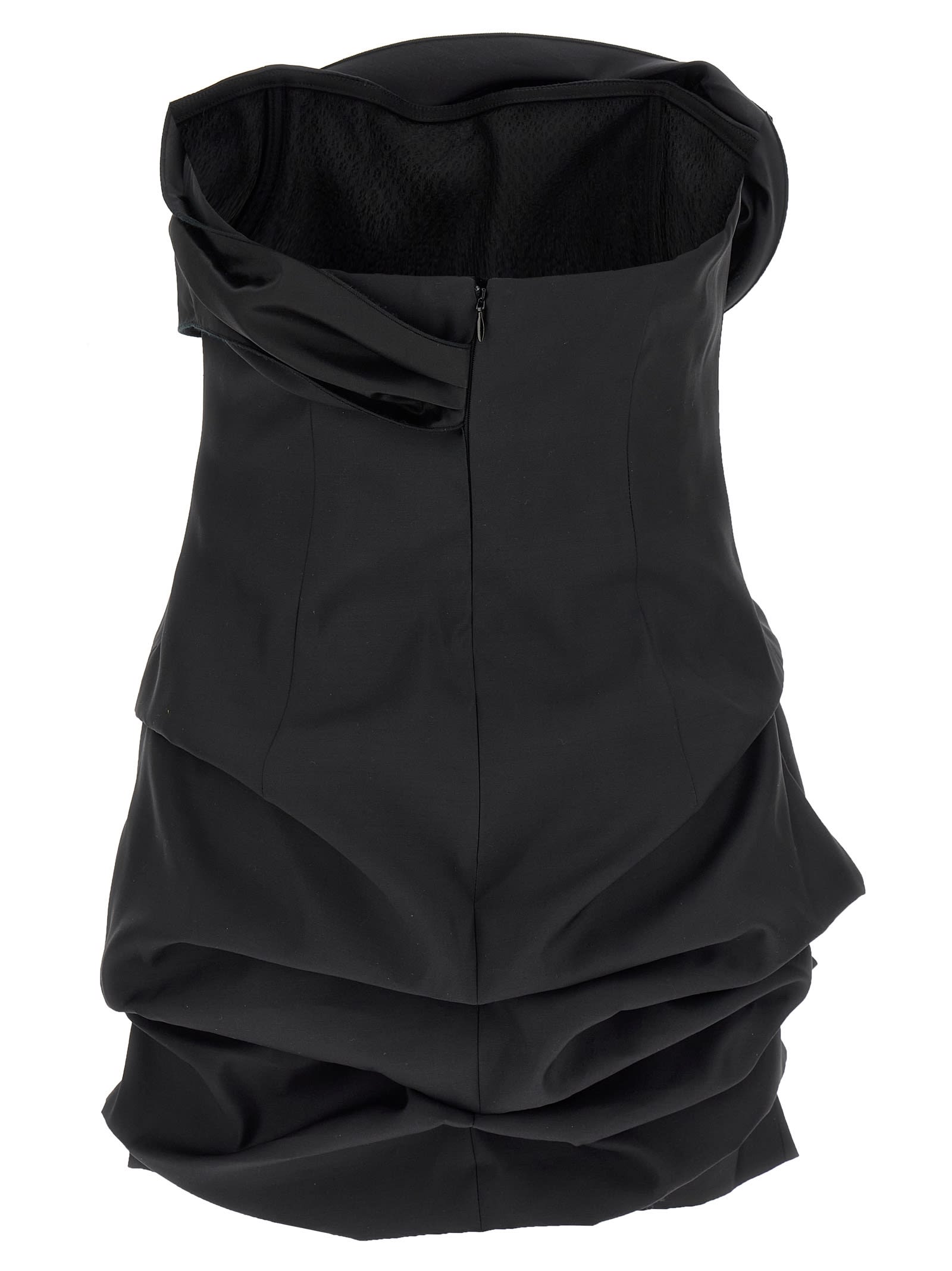 Magda Butrym Off-the-shoulder Black Mini Dress With Floral Accent In Black