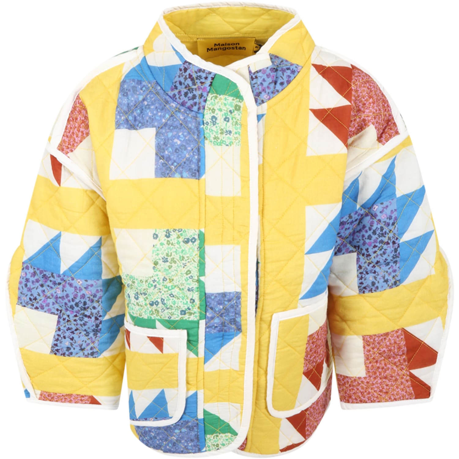MAISON MANGOSTAN YELLOW JACKET FOR GIRL WITH COLORFUL DETAILS
