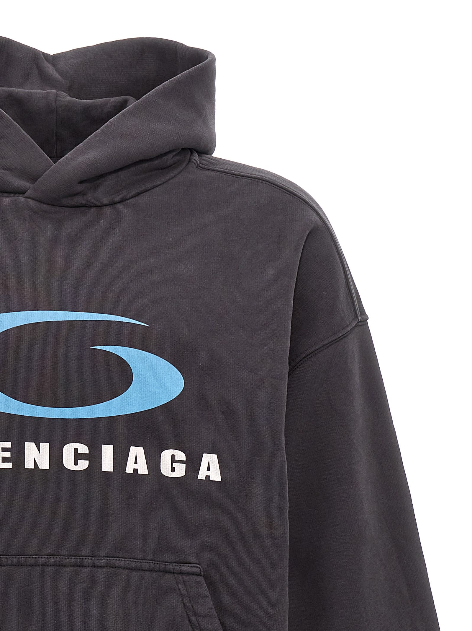 Shop Balenciaga Loop Sports Icon Hoodie In Black