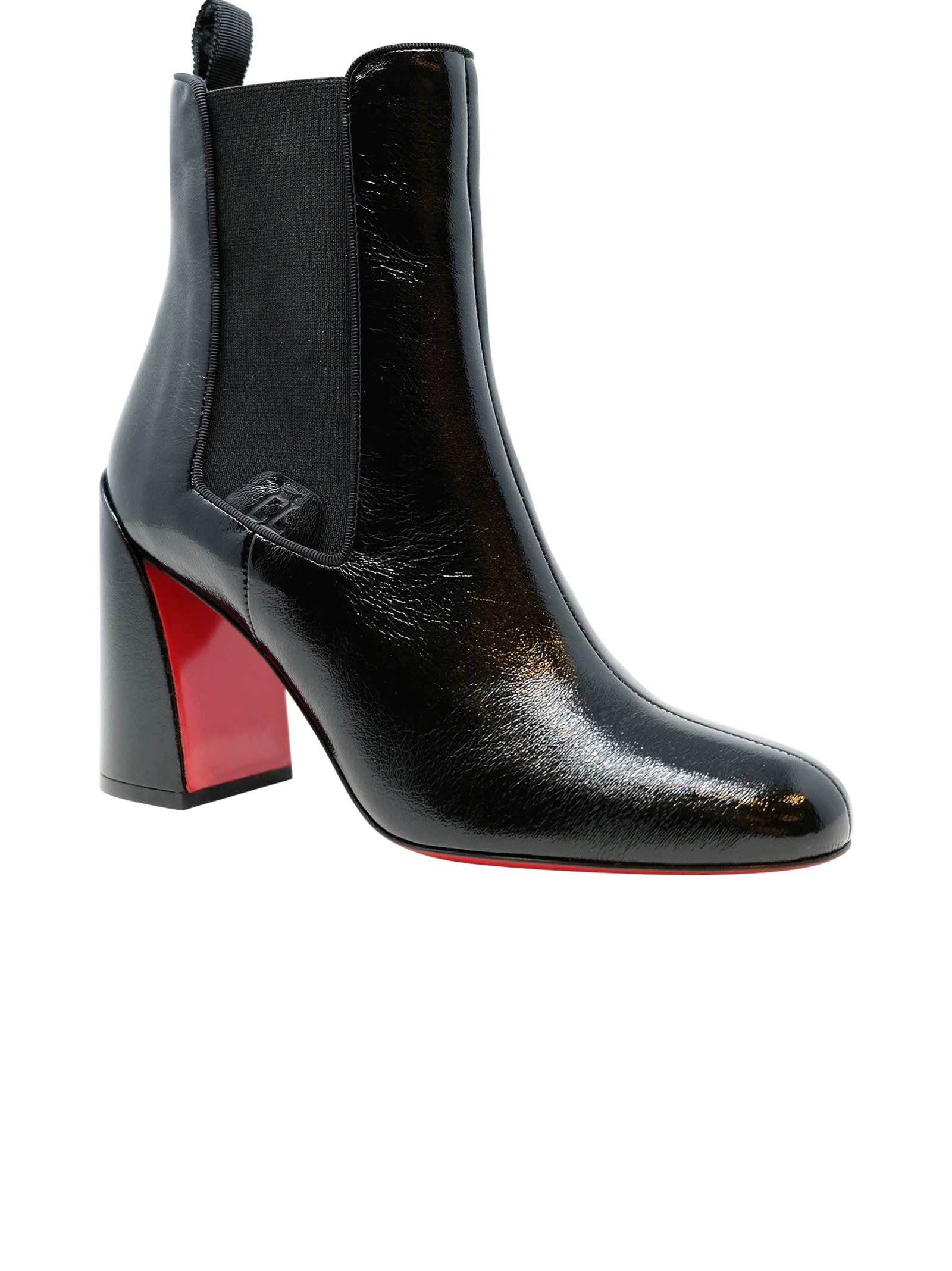 Shop Christian Louboutin Black Leather Turelastic 85 Naplak Ankle Boots