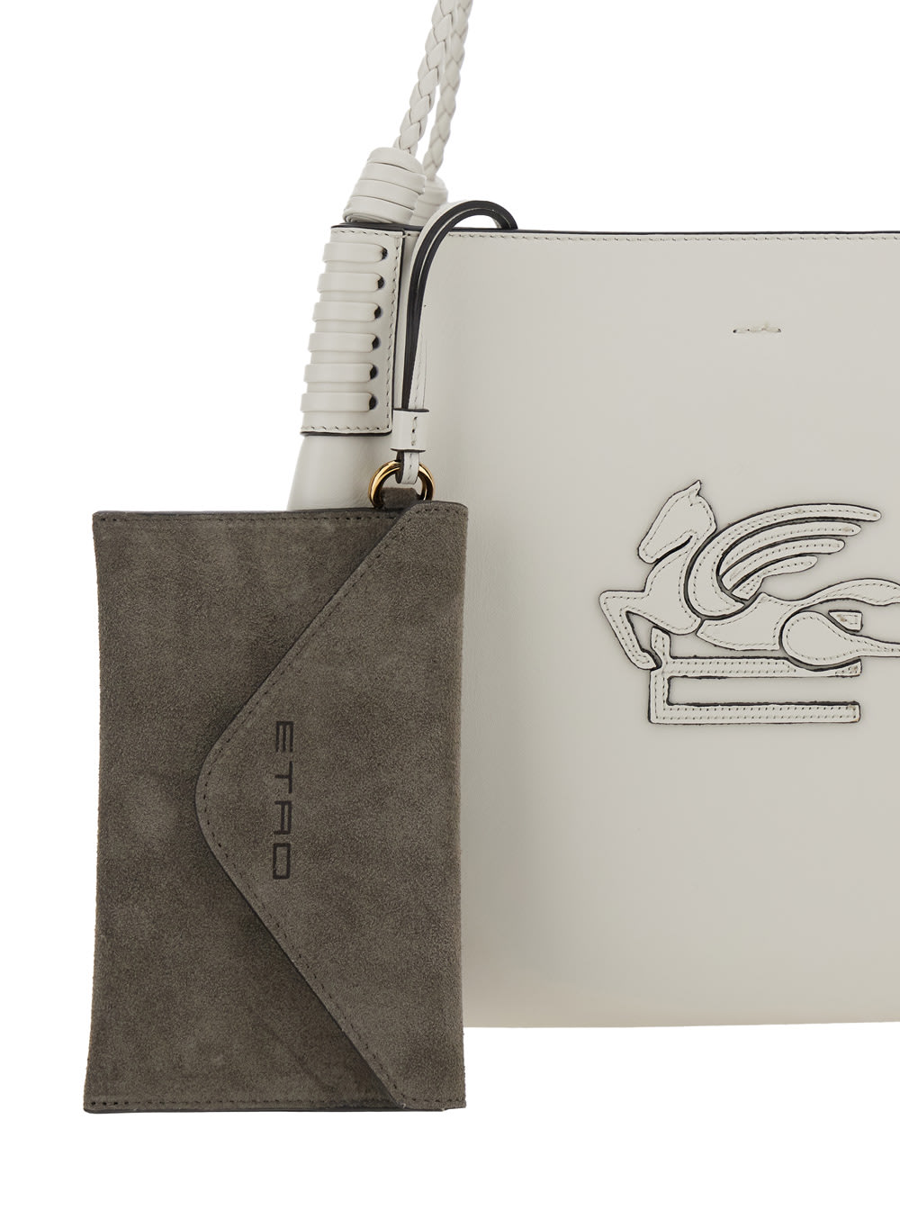 Etro Libra White Shoulder Bag With Maxi Logo On The Front In Leather Woman In White
