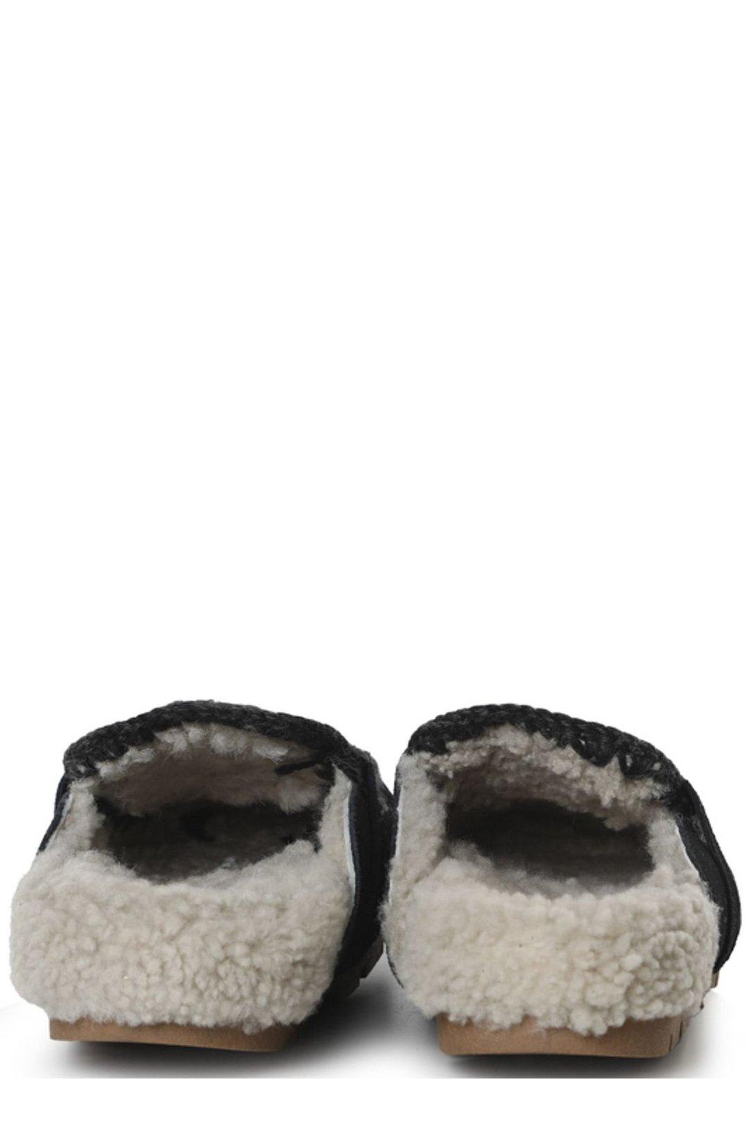 Mou Winter Bio Big Logo Letter Slides In Animal Print