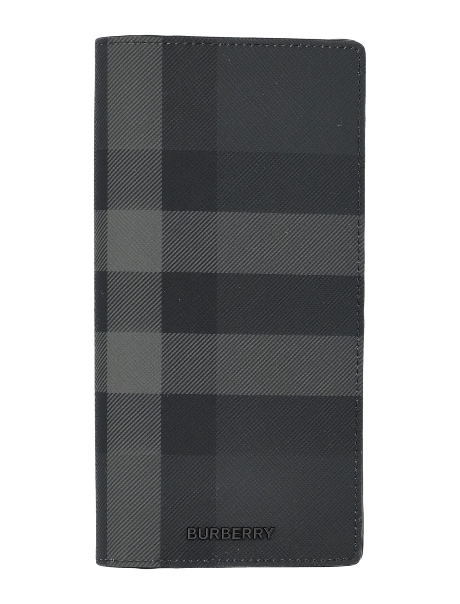 Burberry Check Continental Wallet In Charcoal