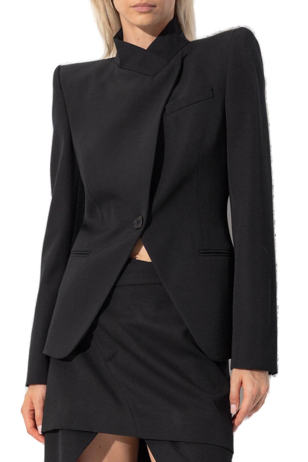 Shop Alexander Mcqueen Twisted Spliced Jacket In Black