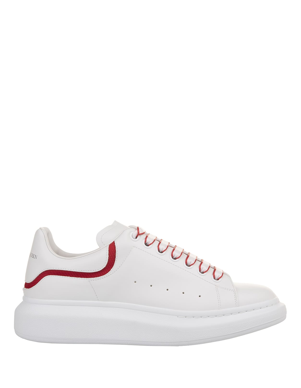 Shop Alexander Mcqueen White Oversized Sneakers With Red Insert On Heel