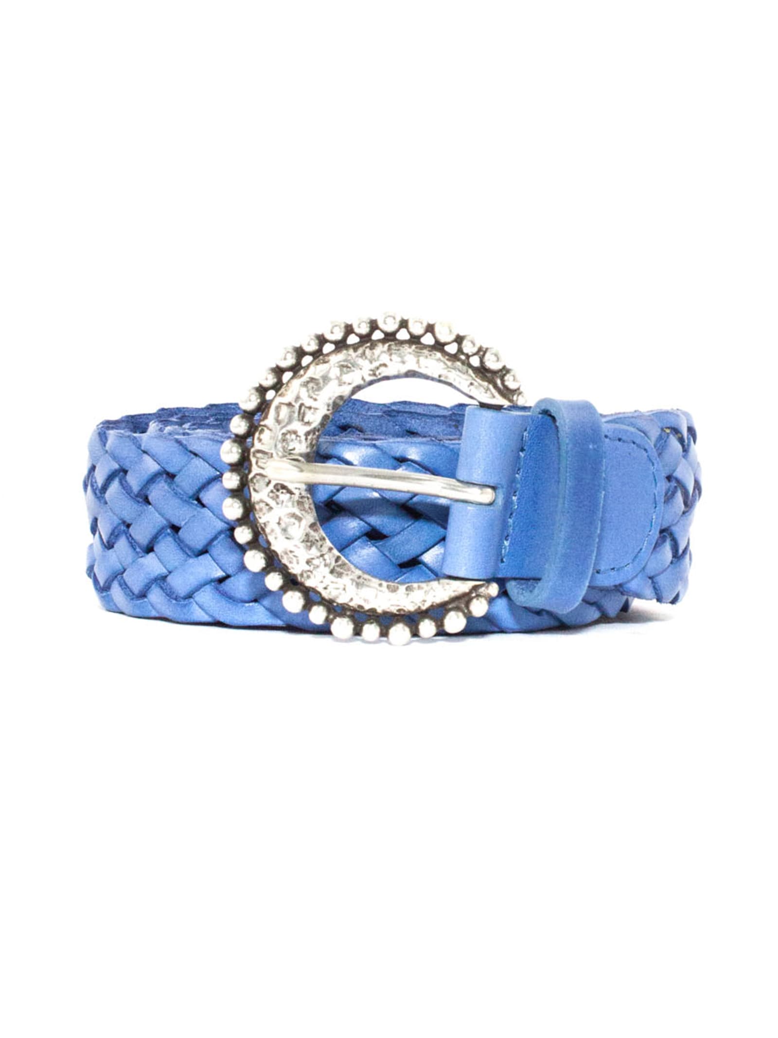 Orciani Braided Leather Belt In Blue