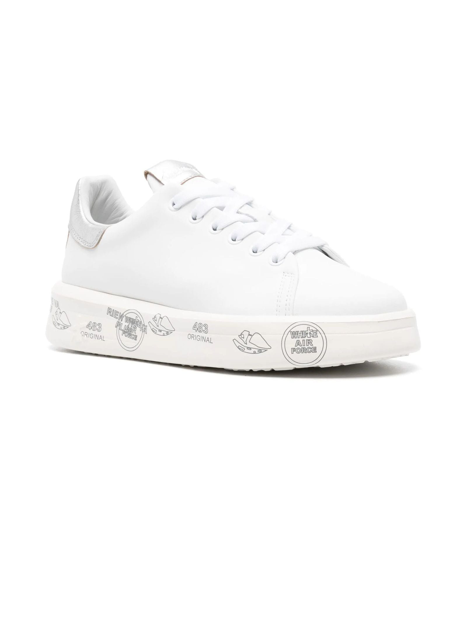 Shop Premiata White Belle Leather Sneakers